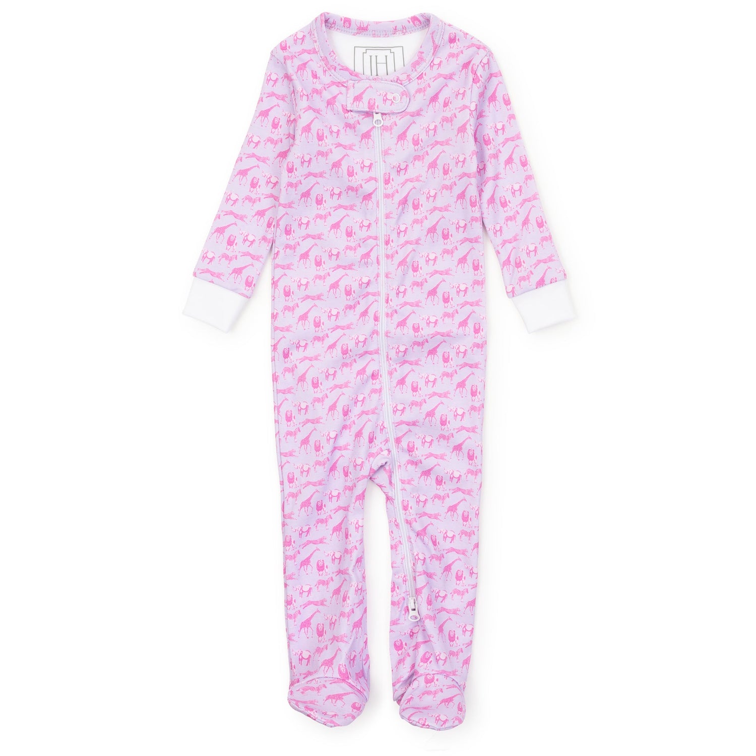Parker Girls' Zipper Pajama - Pink Savanna Safari