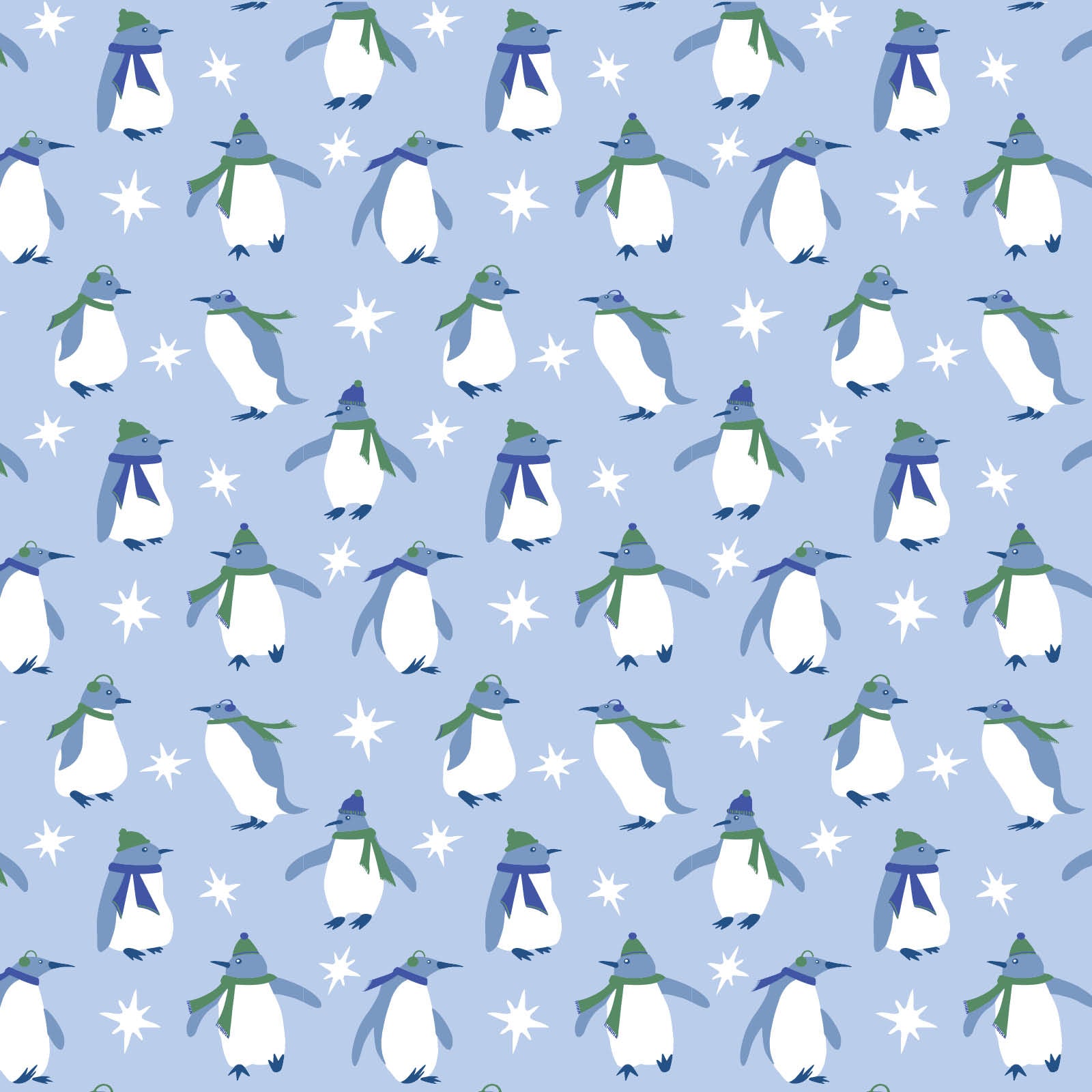 Anna Women's Longsleeve Short Set - Penguin Party Blue
