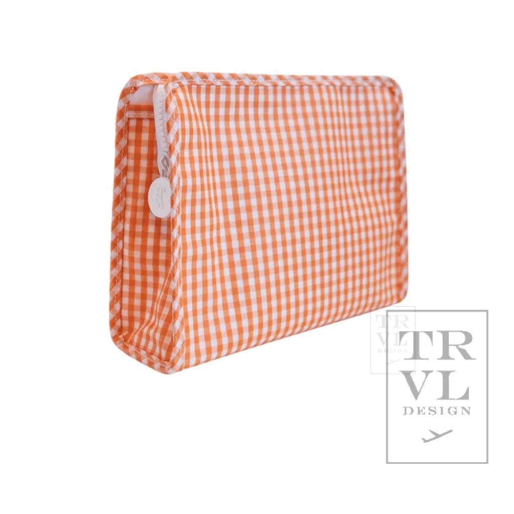 Roadie Large Zip Pouch Gingham Orange by TRVL Design dress for girls premium quality