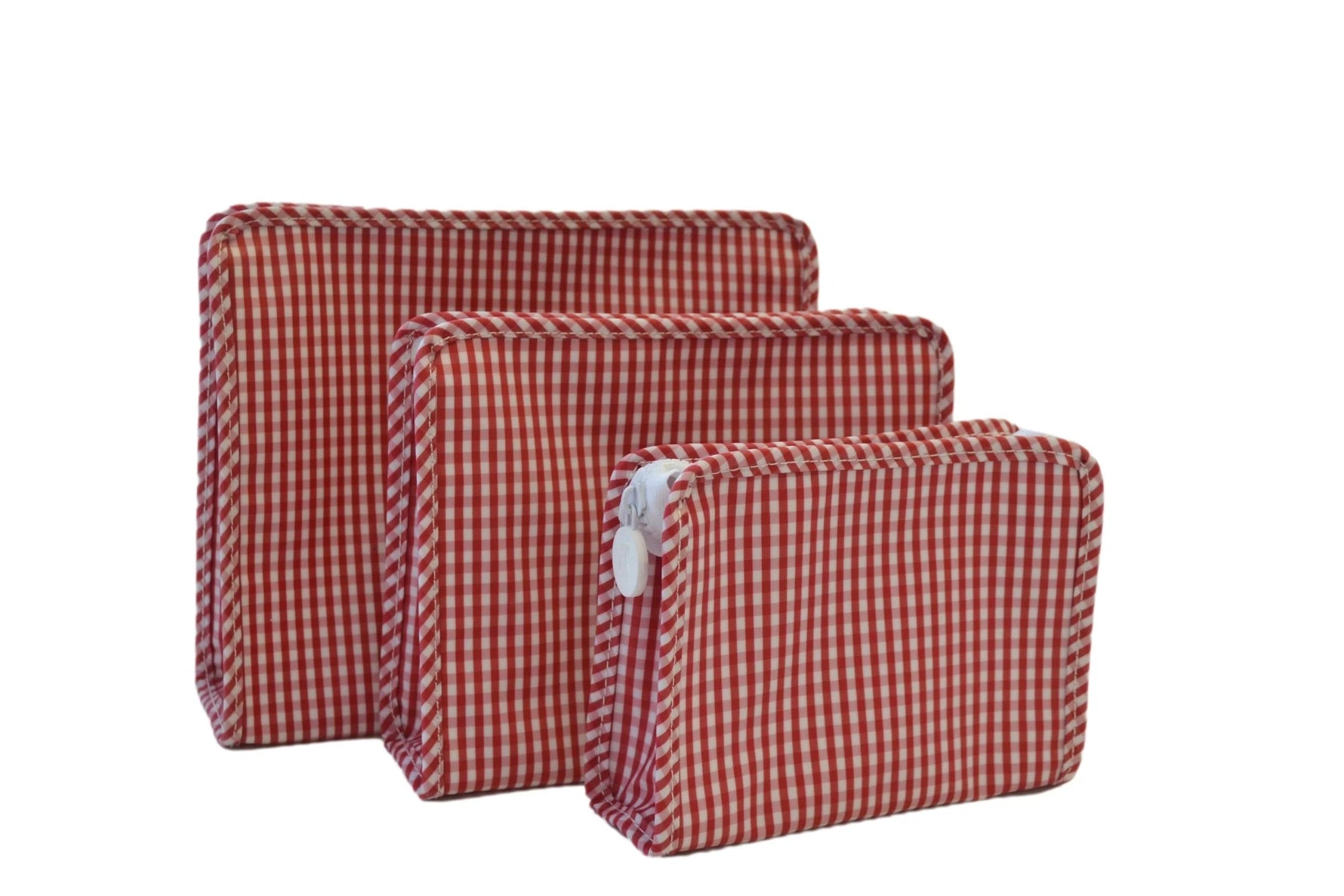 Buy Roadie Large Zip Pouch Gingham Red by TRVL Design kids clothing online