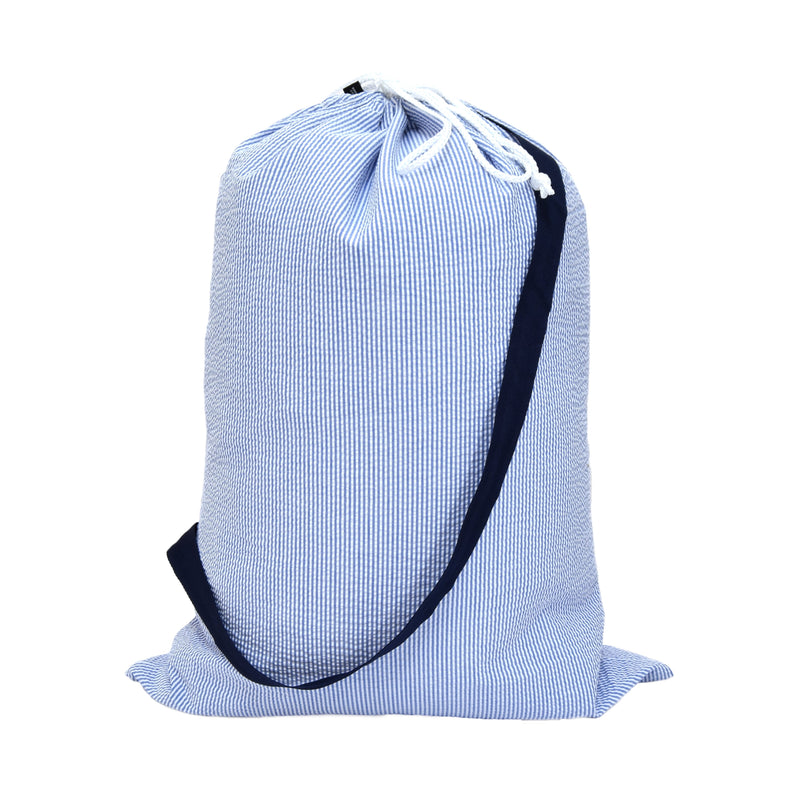 Oh Mint Laundry Bag- Navy Seersucker