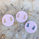 Gray Bunny Enamel Stud Earrings by Prep Obsessed stylish kids outfit collection