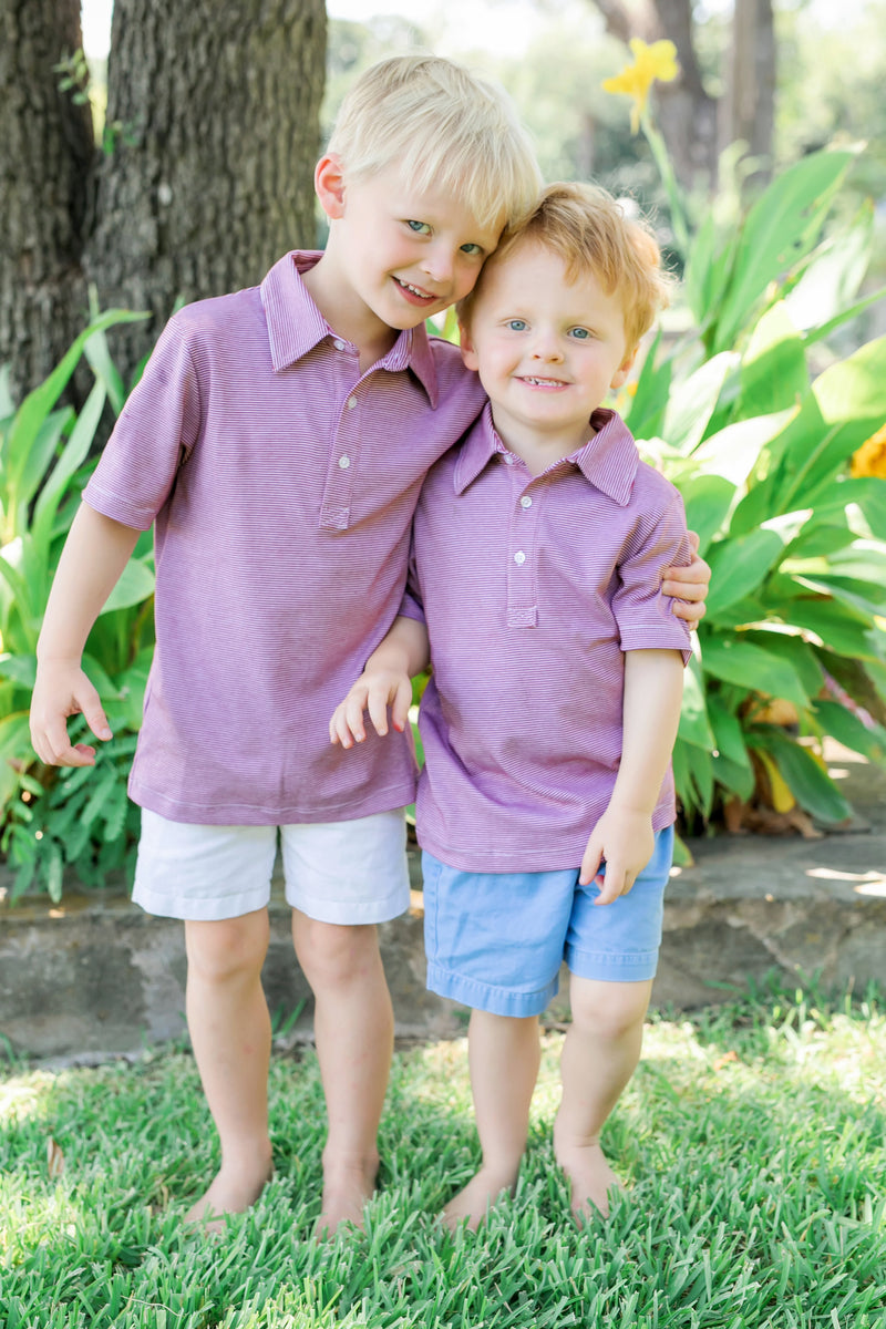 Griffin Boys' Pima Cotton Polo Golf Shirt - Red Stripes