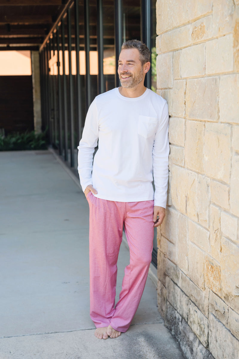 Brent Men's Pima Cotton Hangout Pant - Red Stripes