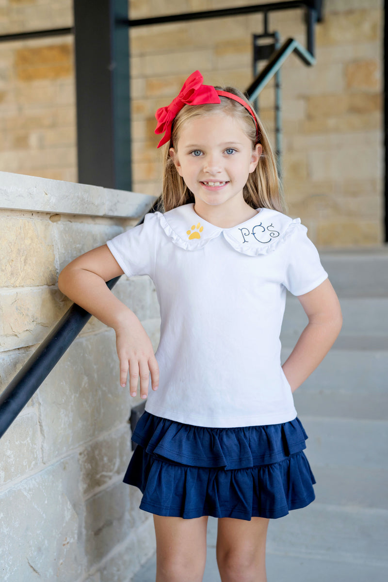 Maggie Girls' Tiered Pima Cotton Skirt - Navy