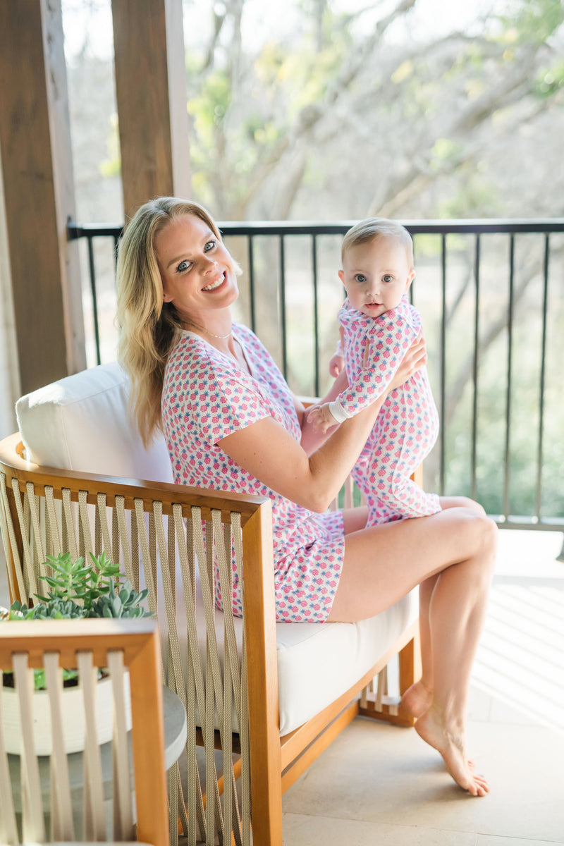 SALE Riley Women's Pima Cotton Pajama Short Set - Pink Pineapple