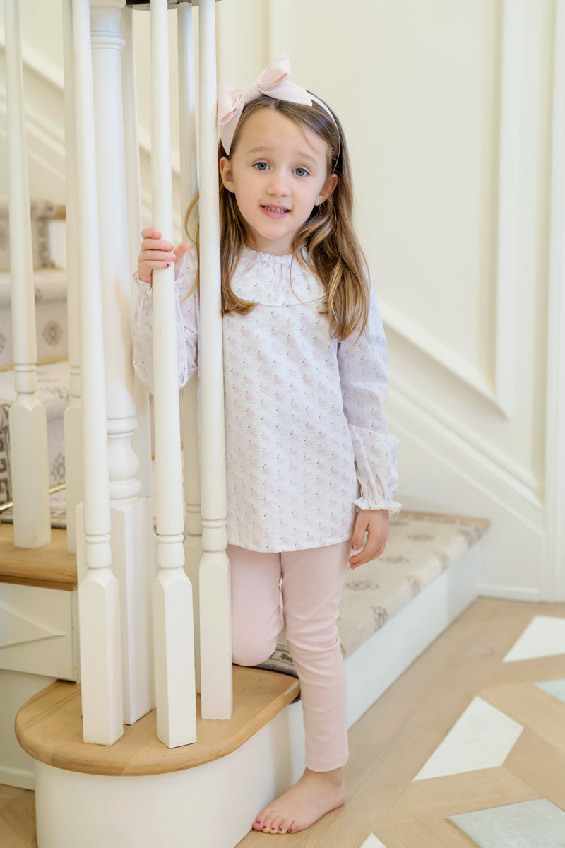SALE Emma Set Girls' Pima Cotton Legging Set - Swan Princess – Lila + Hayes
