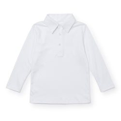 Collegiate Shop: Finn Pima Cotton Long Sleeve Polo Golf Shirt with Monogram - White