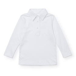 Finn Pima Cotton Long Sleeve Polo for Boys - White