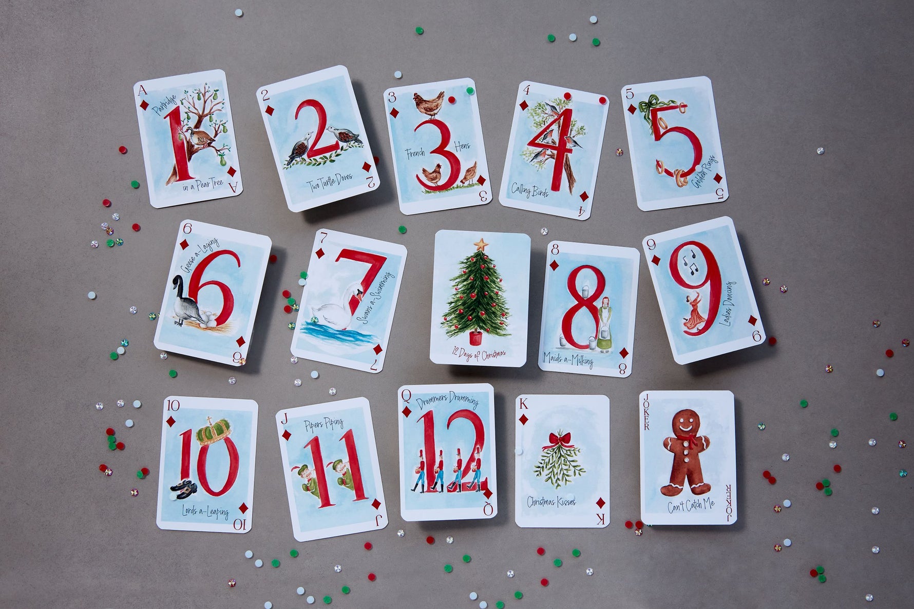 Watercolor Playing Cards by Fort52 - 12 Days of Christmas dress for girls premium quality