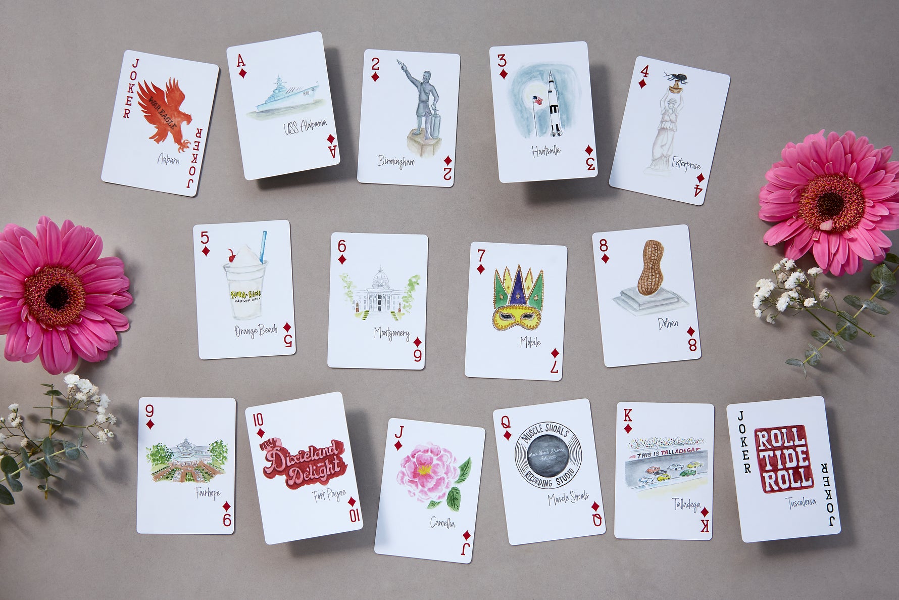 Watercolor Playing Cards by Fort52 - Alabama Ace dress for girls premium quality