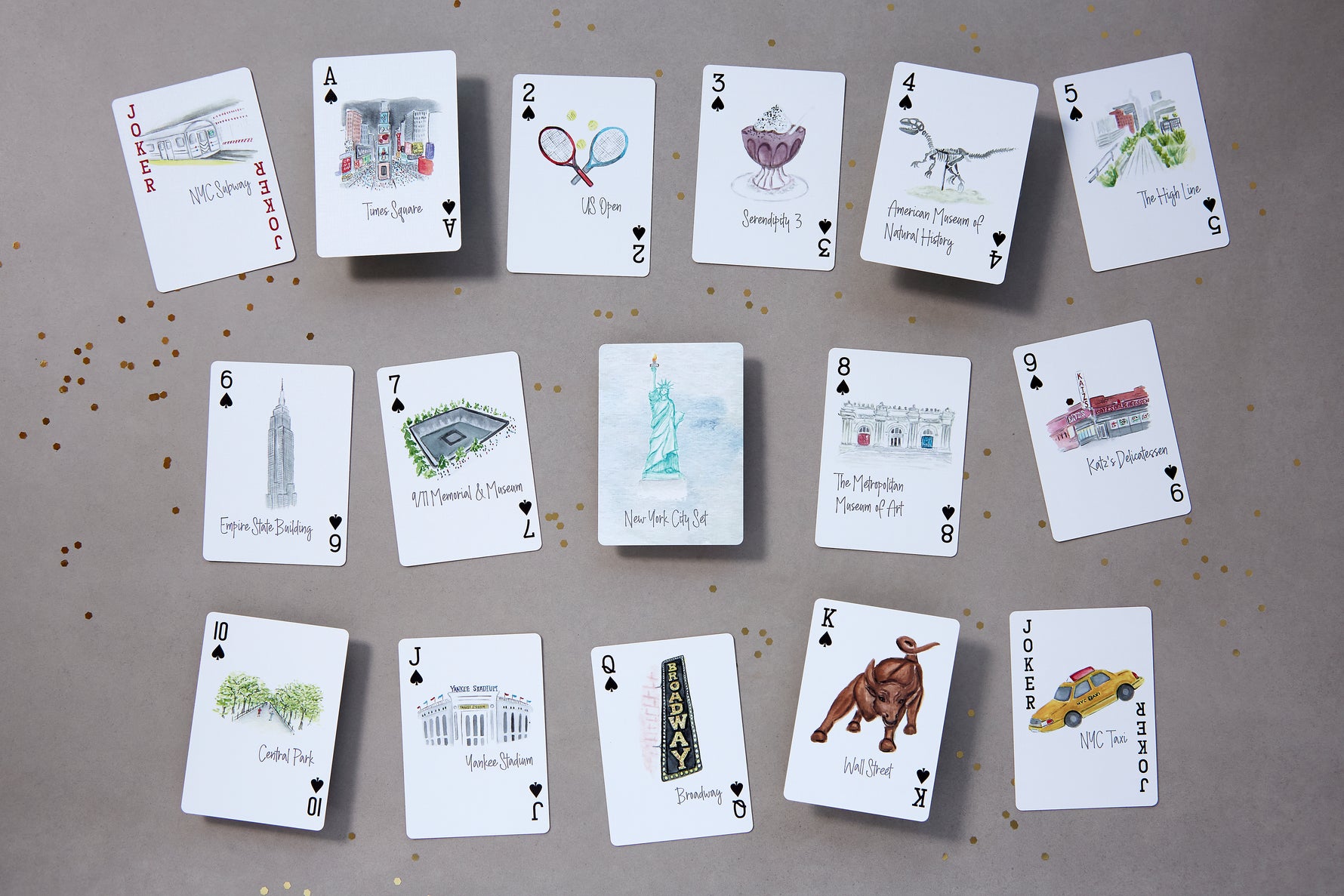 Watercolor Playing Cards by Fort52 - New York City dress for girls premium quality