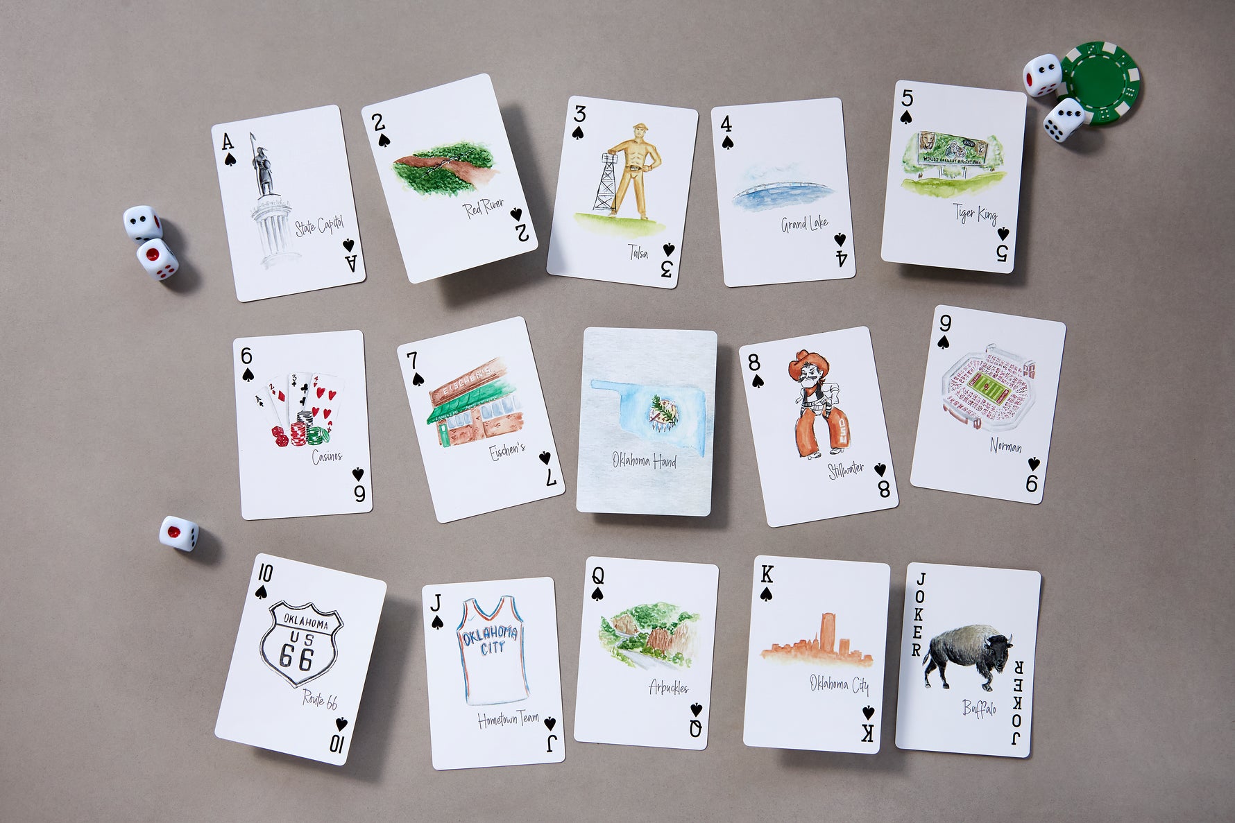 Watercolor Playing Cards by Fort52 - Oklahoma Hand dress for girls premium quality