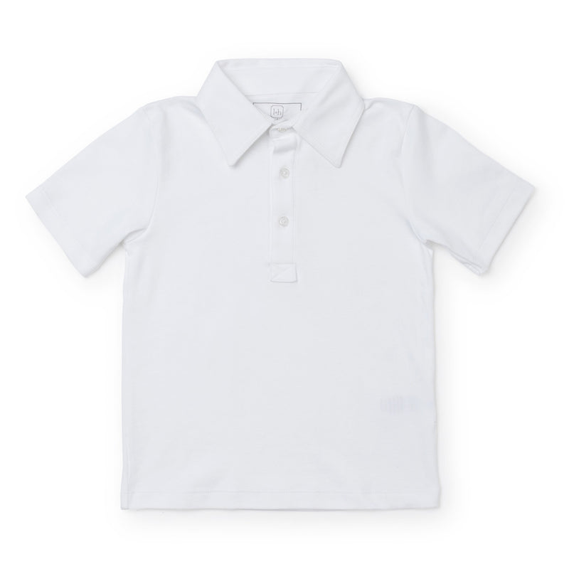 Junior Polo Shirt - White jersey junior polo shirt with FF logo detail