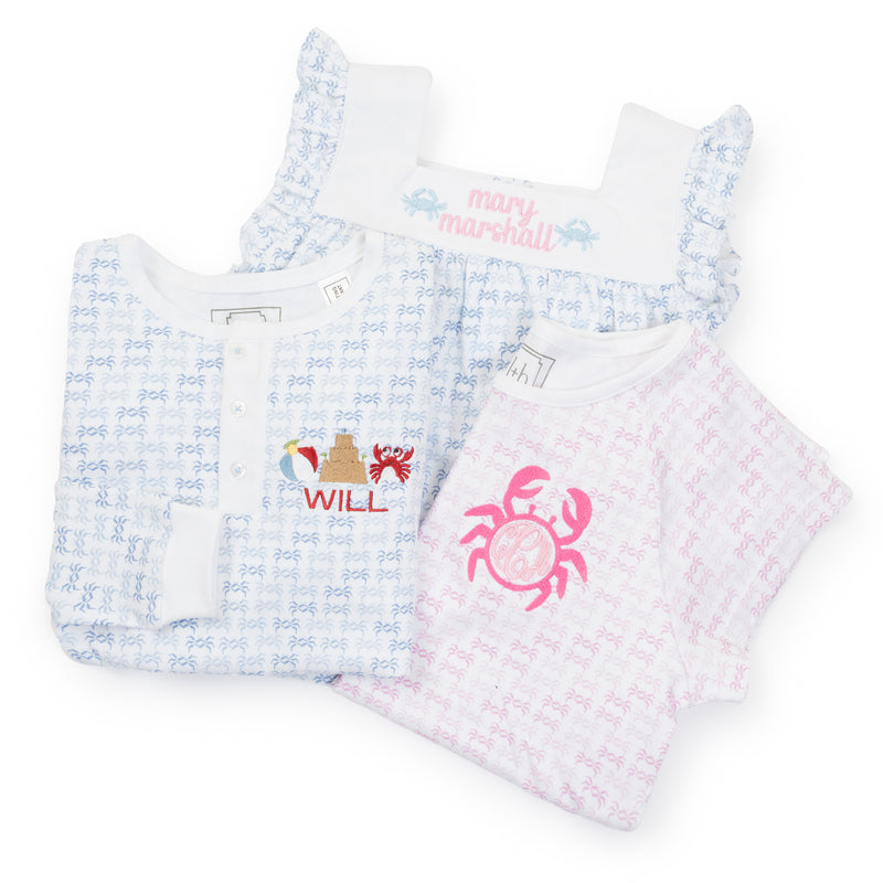 SALE Alden Girls' Pima Cotton Pajama Pant Set - Florida Sand Crabs Pink