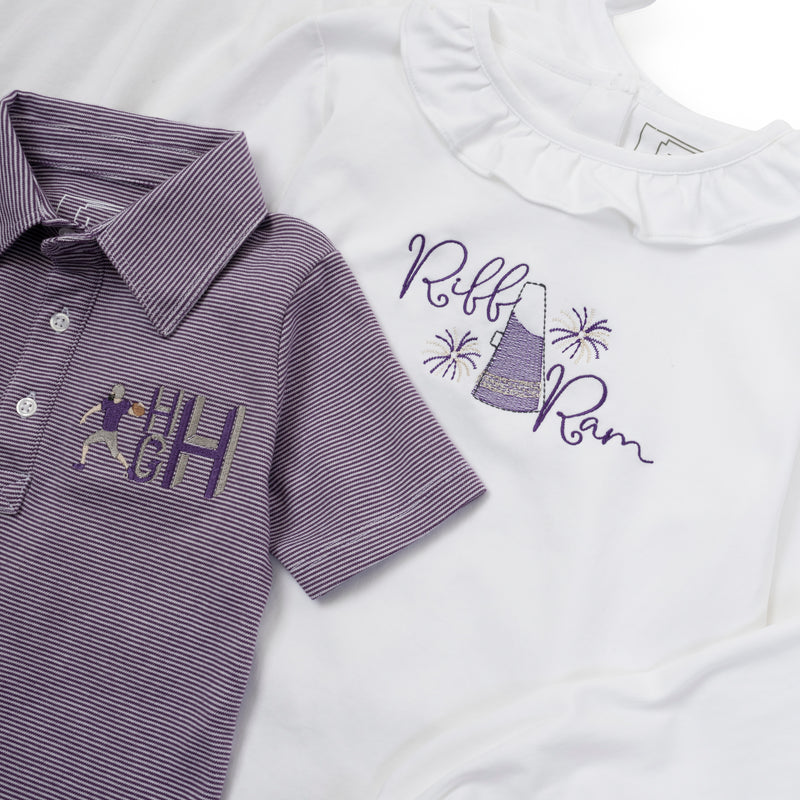 Collegiate Shop: Lulu Girls' Pima Cotton Shirt with Monogram - White