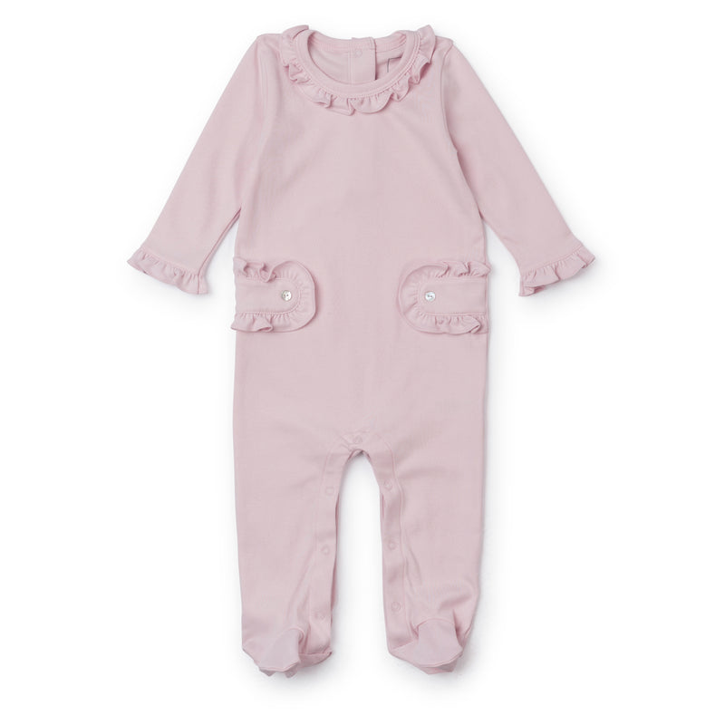 Baby Shop: Lucy Footed Romper with Monogram - Light Pink