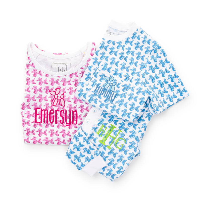 SALE Emery Girls' Pima Cotton Short Set - Popping Pups Pink