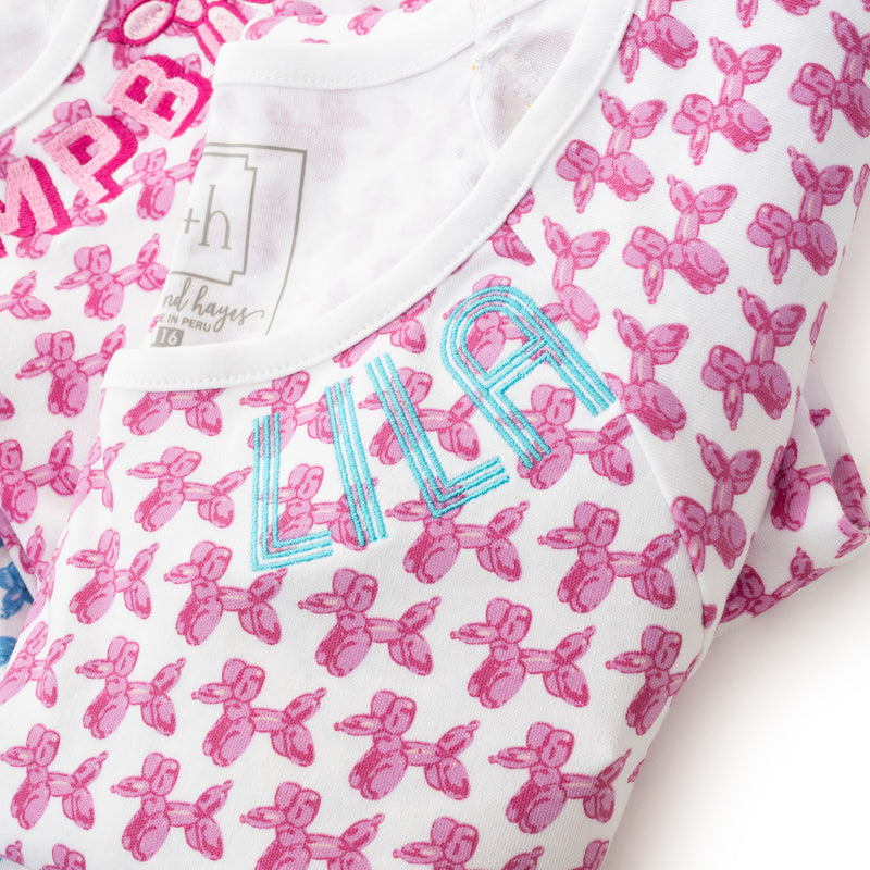 SALE Emery Girls' Pima Cotton Short Set - Popping Pups Pink