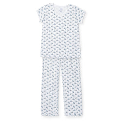 SALE Marcia Women's Pima Cotton Pajama Pant Set - Texas Boots Blue