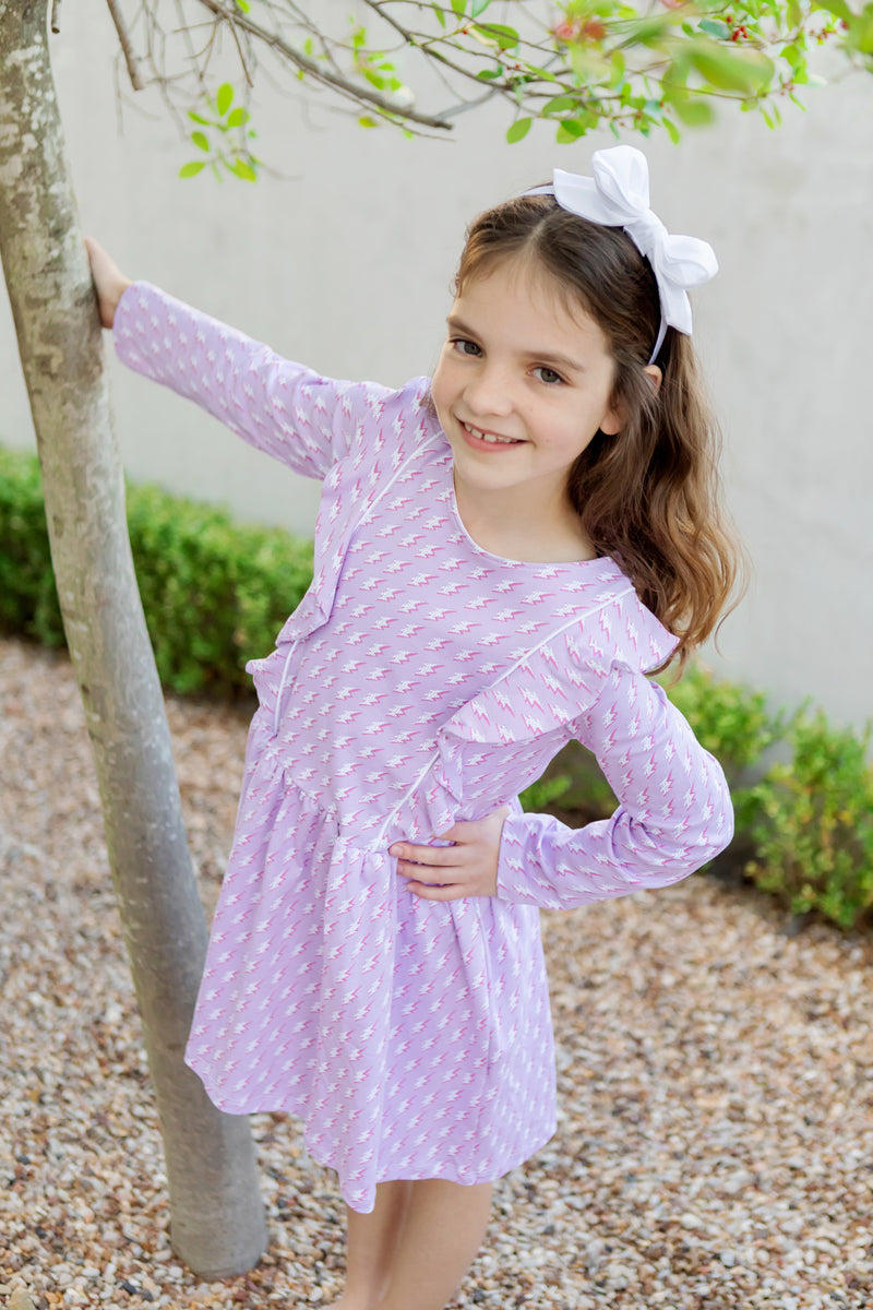 SALE Olivia Girls' Pima Cotton Dress - Lightning Love
