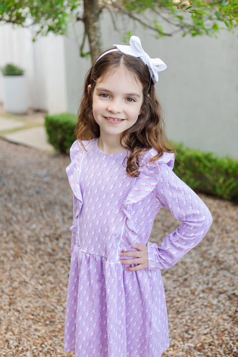 SALE Olivia Girls' Pima Cotton Dress - Lightning Love