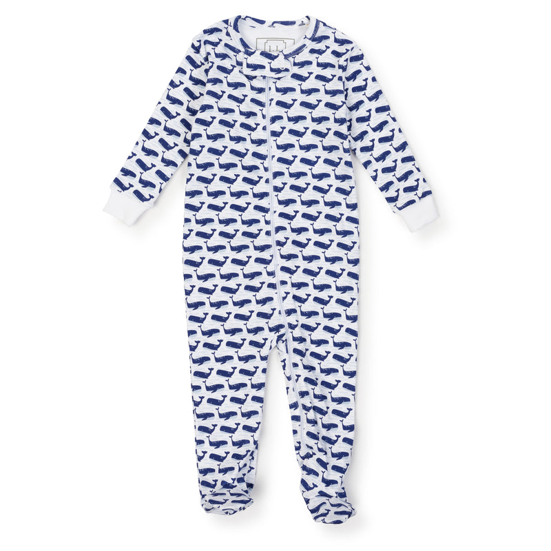SALE Parker Boys' Pima Cotton Zipper Pajama - A Whale's Tale