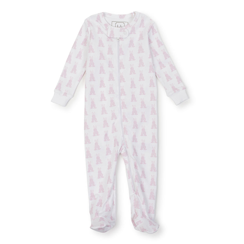SALE Parker Girls' Pima Cotton Zipper Pajama - Bunny Tails Pink