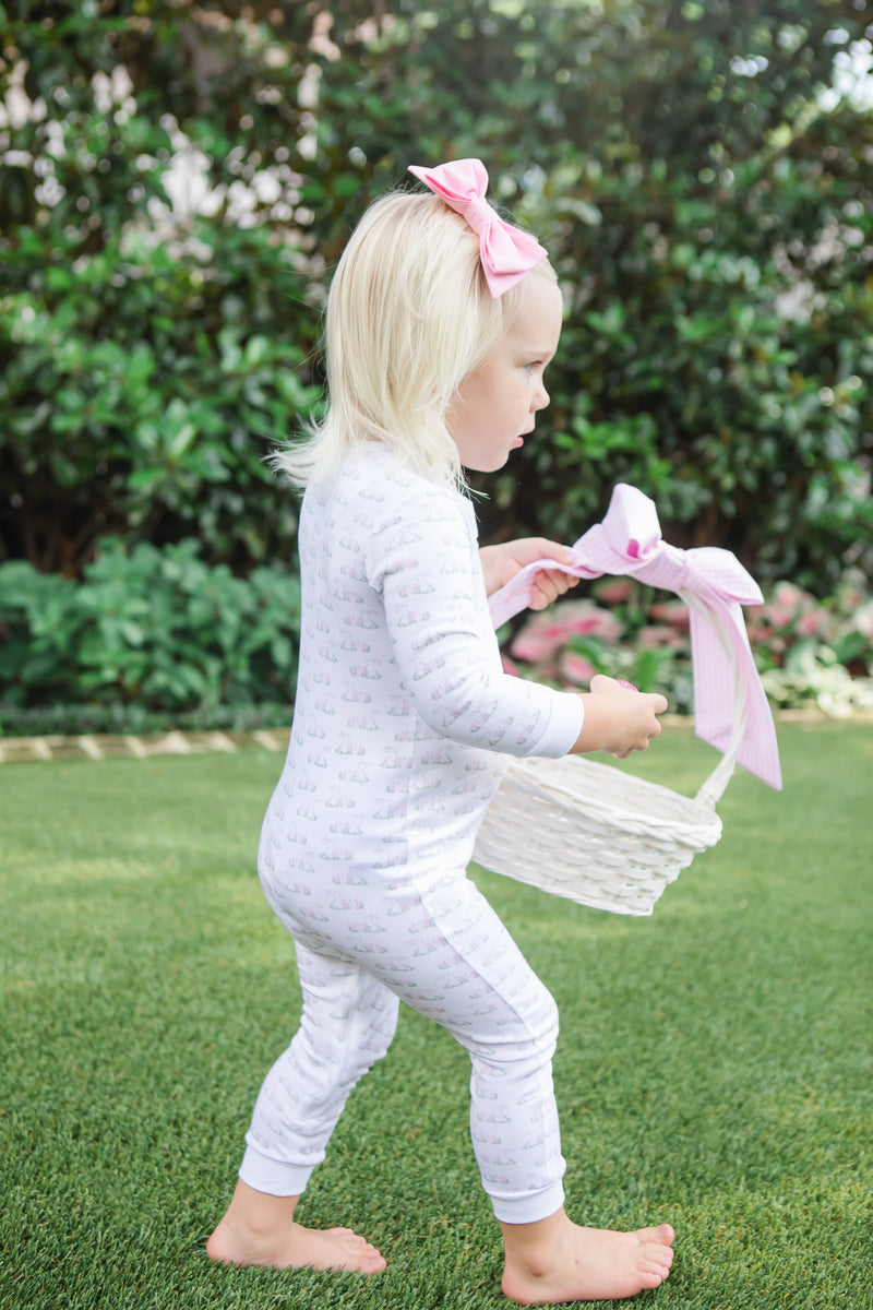 SALE Parker Girls' Pima Cotton Zipper Pajama - Egg Hunt Pink