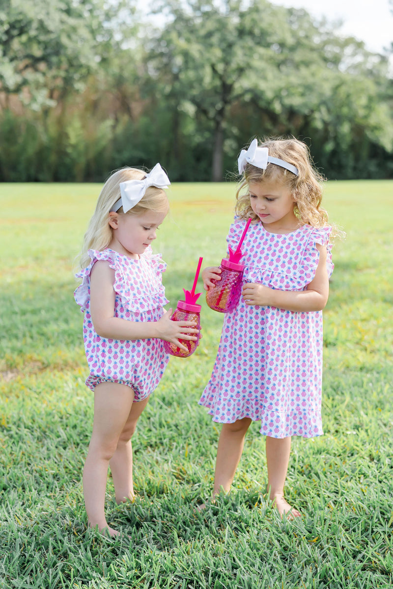 SALE Piper Girls' Pima Cotton Dress - Pink Pineapple
