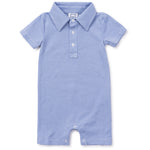 Tripp Boys' Pima Cotton Polo Shortall Blue Stripes kids outfit in premium cotton
