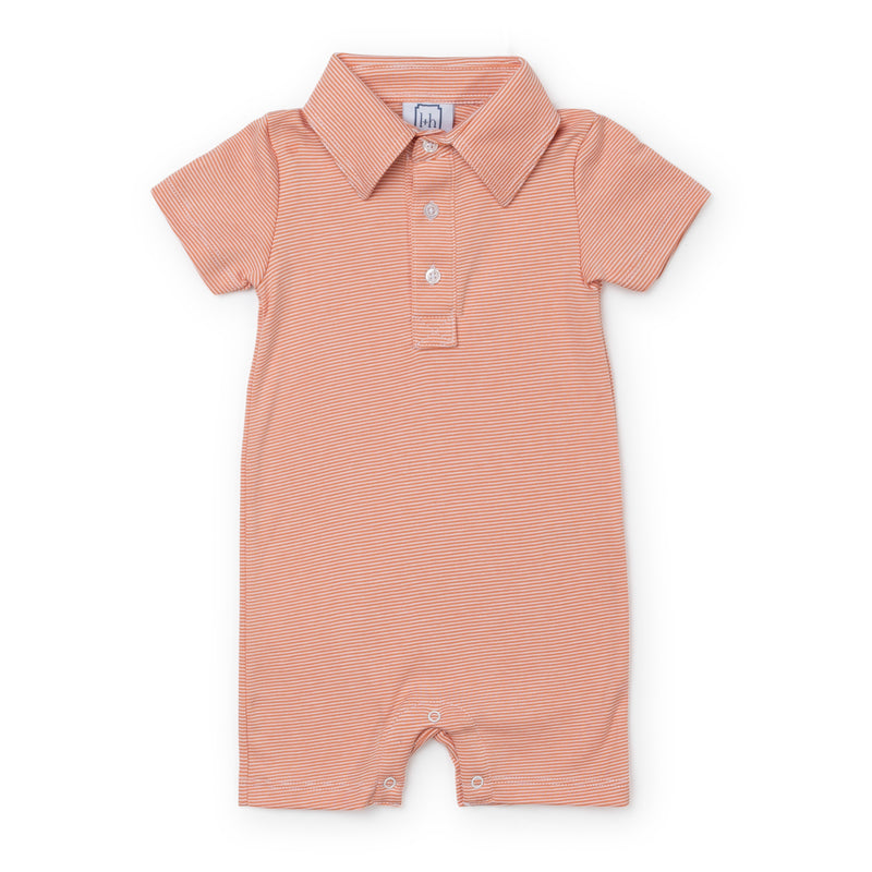 Tripp Boys' Pima Cotton Polo Shortall - Orange Stripes