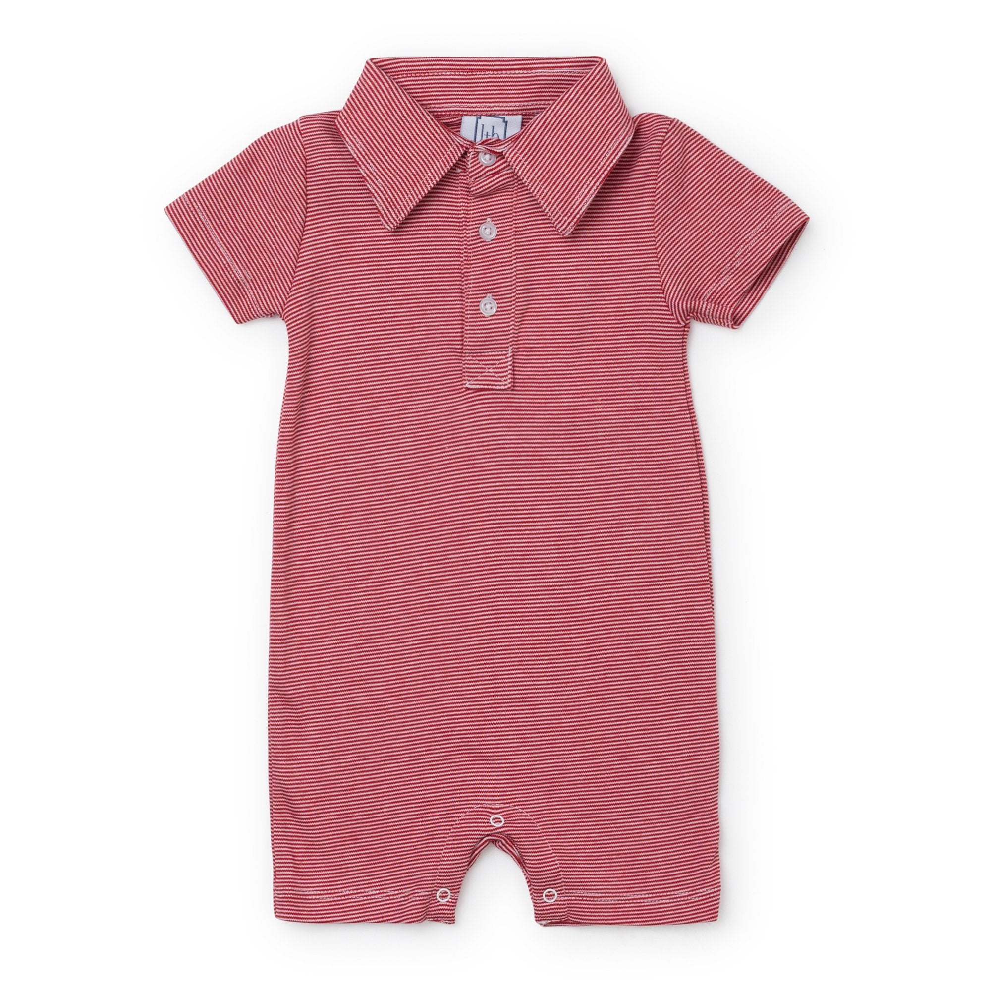Tripp Boys' Pima Cotton Polo Shortall - Red Stripes