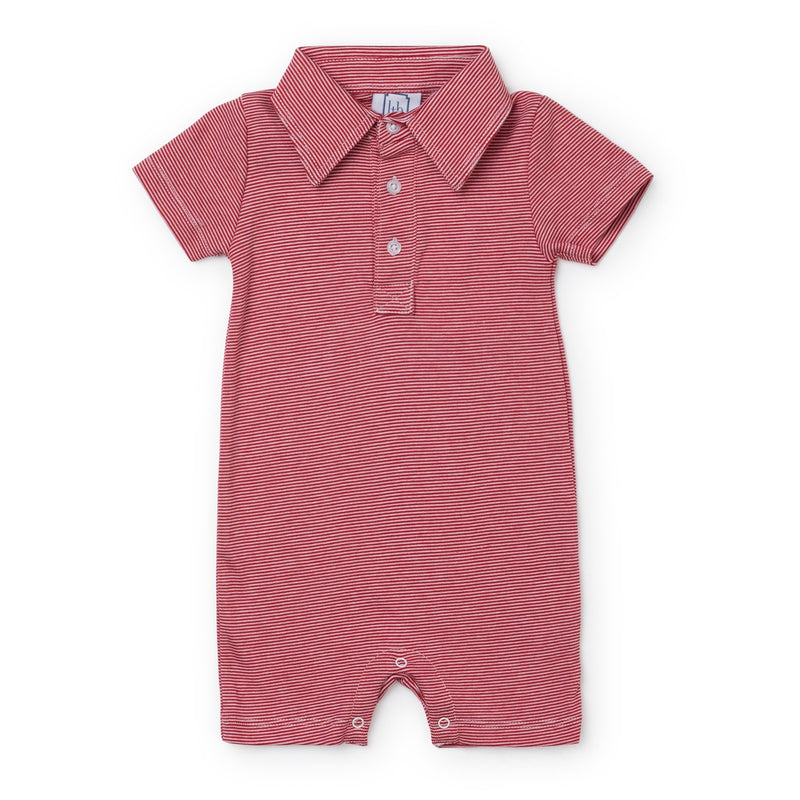 Tripp Boys' Pima Cotton Polo Shortall - Red Stripes