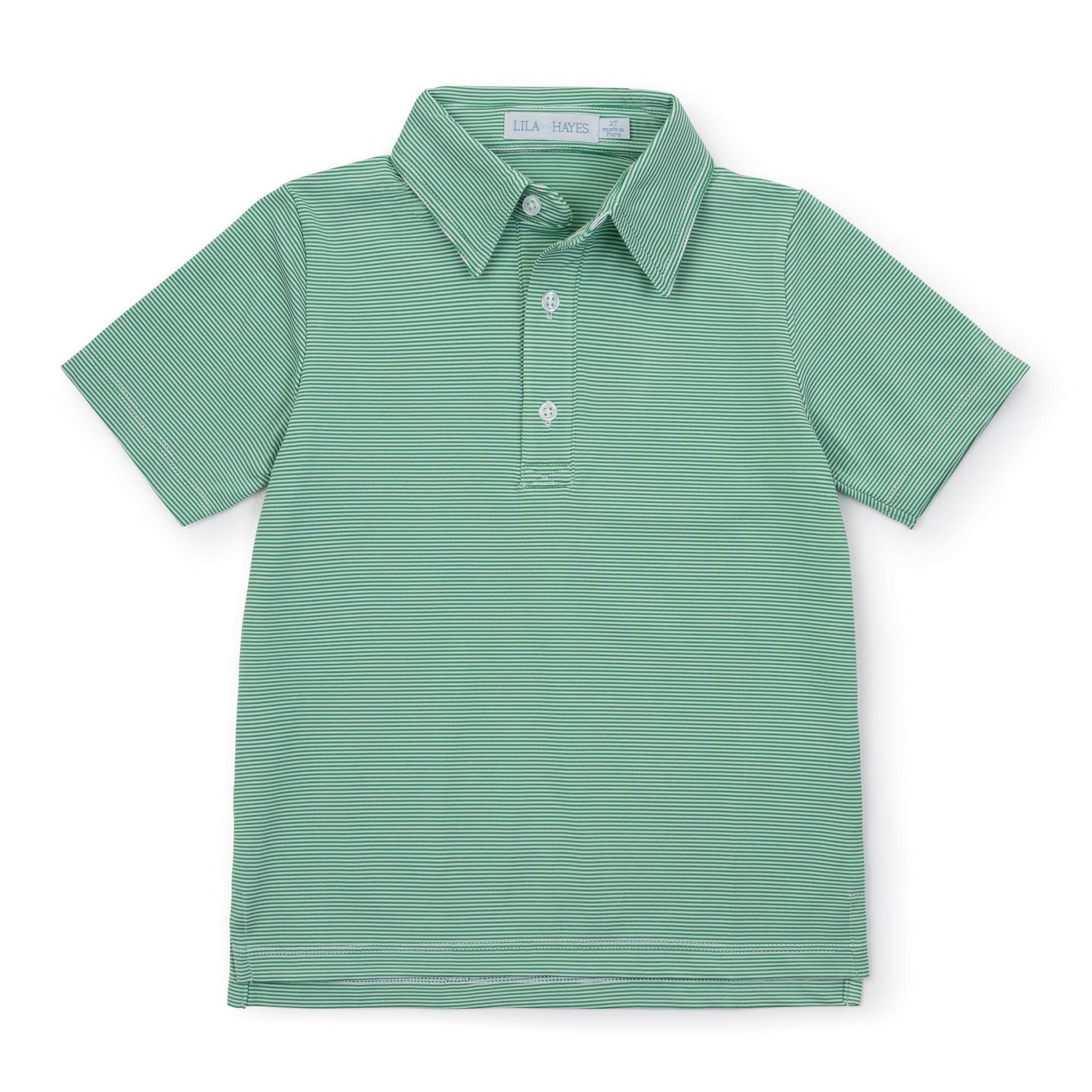 Collegiate Shop: Will Boys' Performance Polo by LH Sport with Monogram- Green Stripes