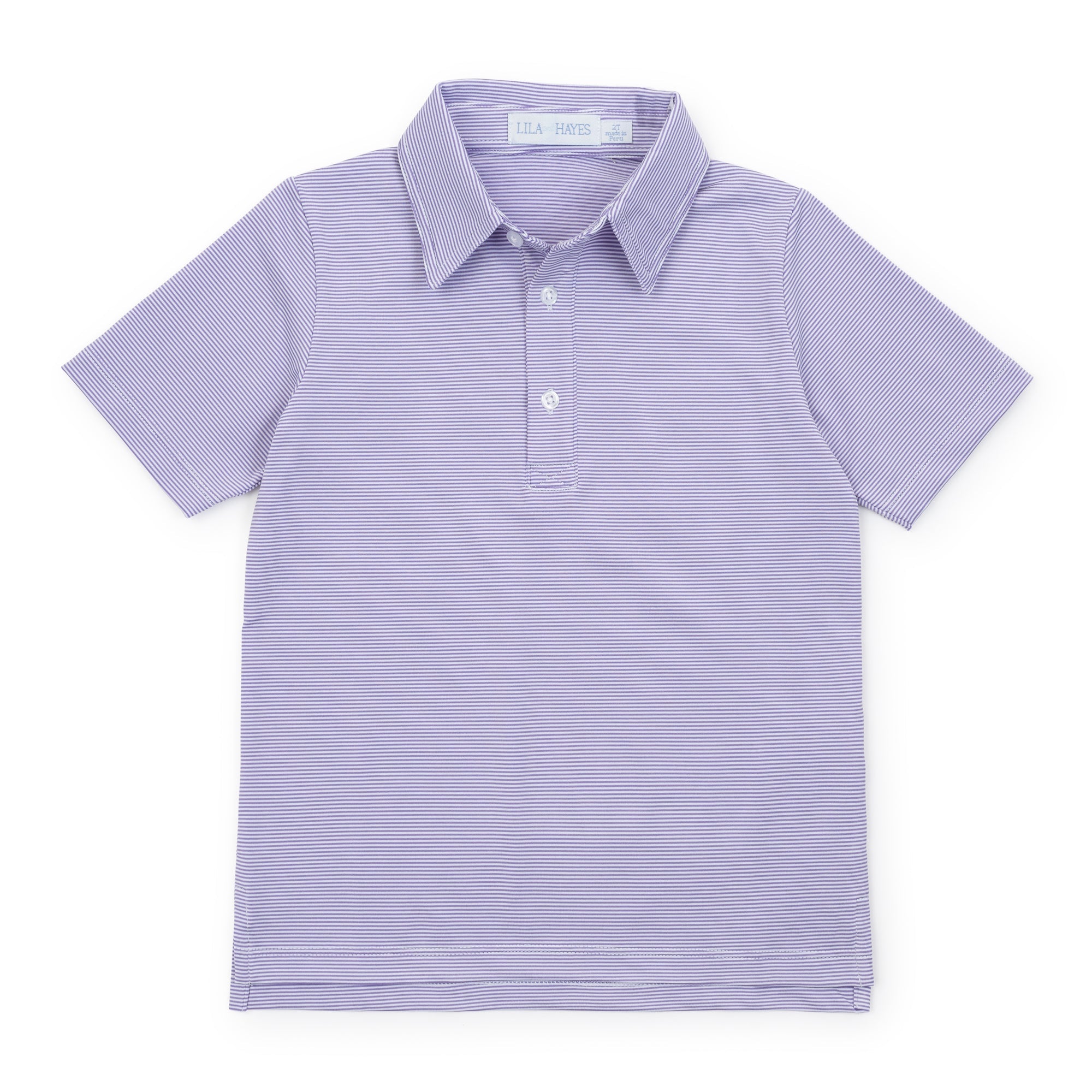 Collegiate Shop: Will Boys' Performance Polo by LH Sport with Monogram - Purple Stripes