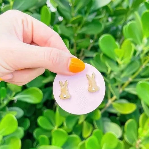 Everyday Nude Bunny Enamel Stud Earrings by Prep Obsessed Kidswear