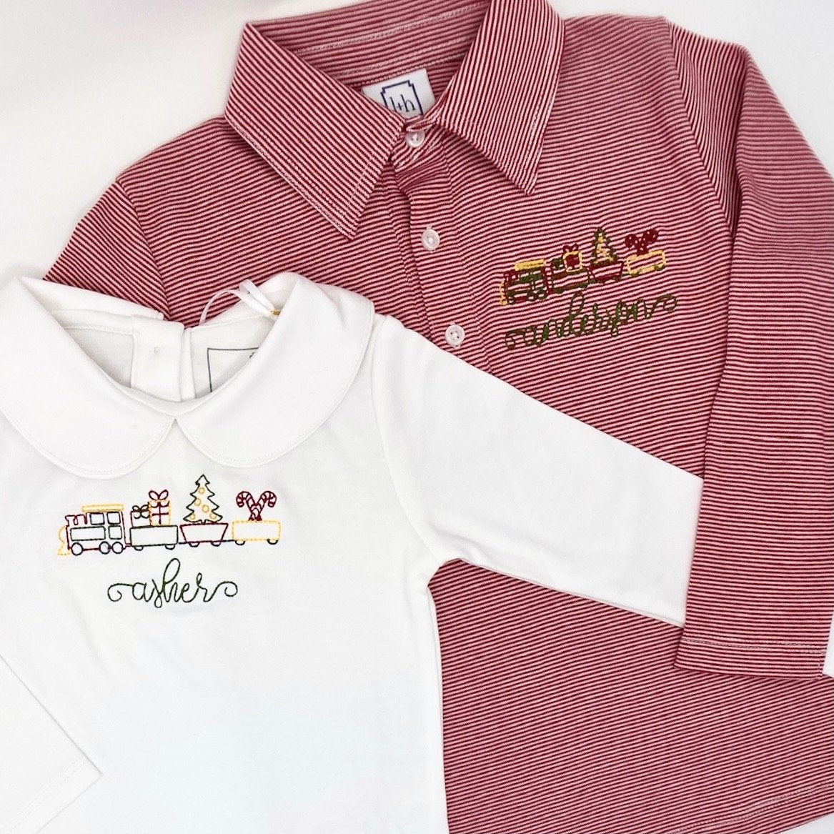 Finn Long Sleeve Polo Golf Shirt for Boys- Red Stripes