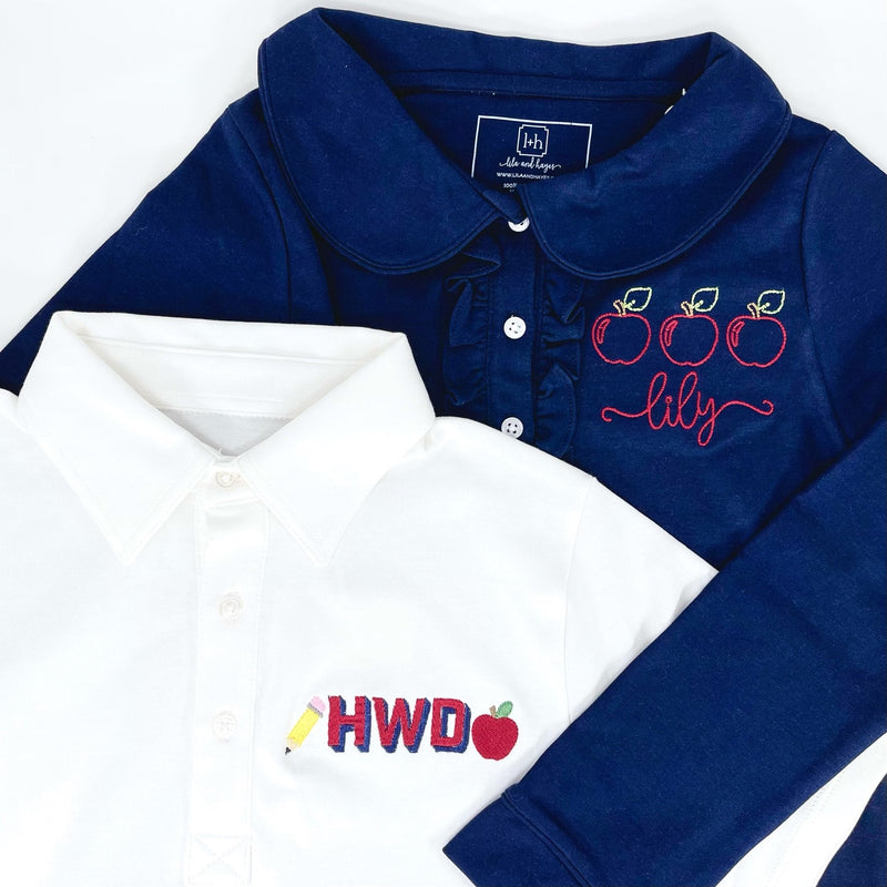 Collegiate Shop: Griffin Boys' Pima Cotton Polo Golf Shirt with Monogram - Navy