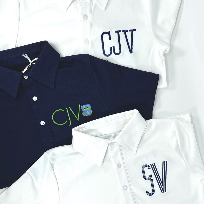 Collegiate Shop: Griffin Boys' Pima Cotton Polo Golf Shirt with Monogram - White