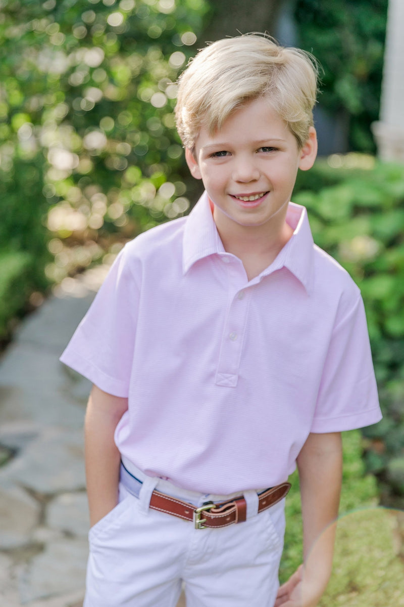 SALE Griffin Boys' Pima Cotton Polo Golf Shirt - Pink Stripes (past season)