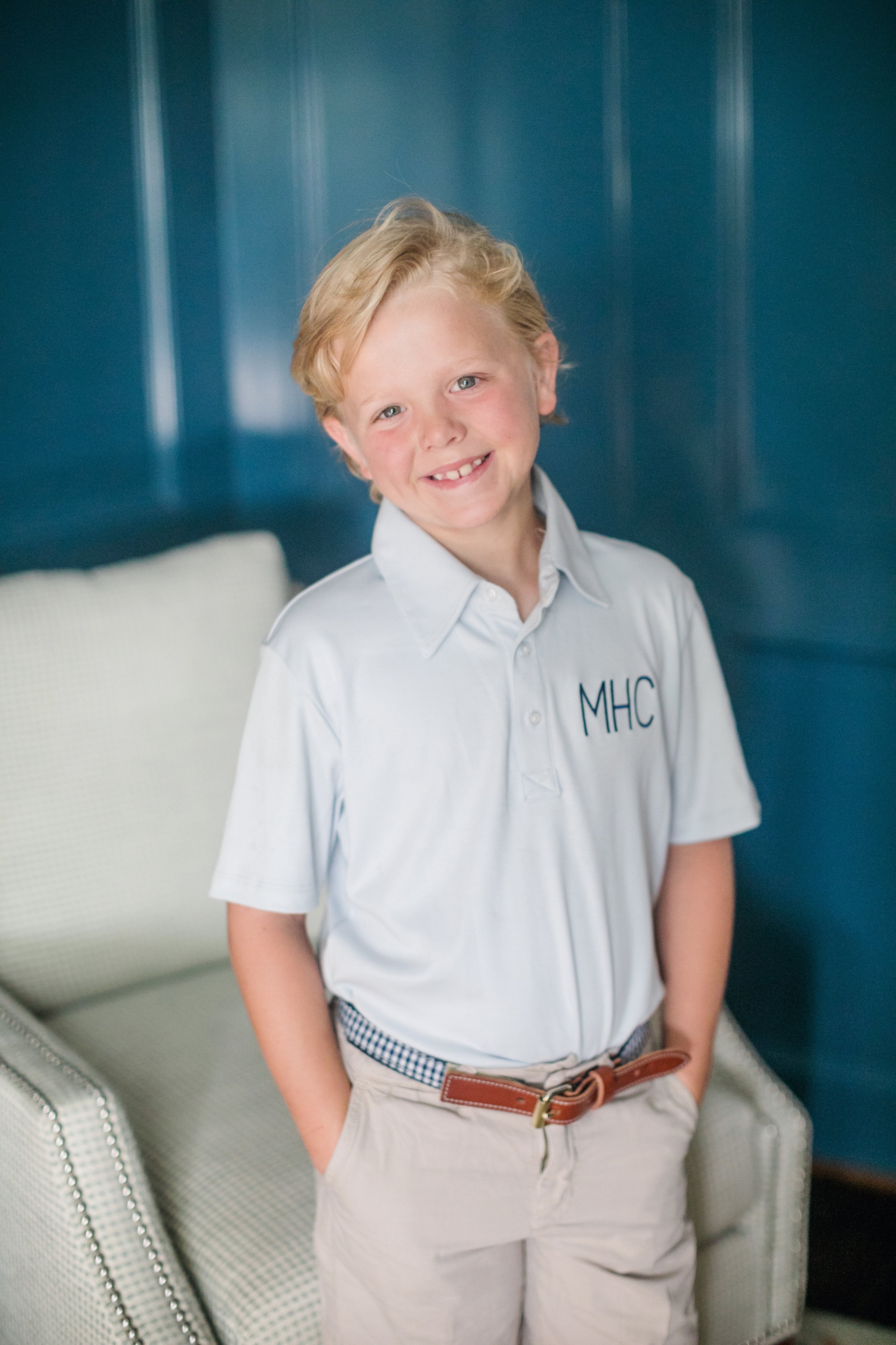 Baby Shop: Griffin Boys' Pima Cotton Polo Golf Shirt with Monogram - White