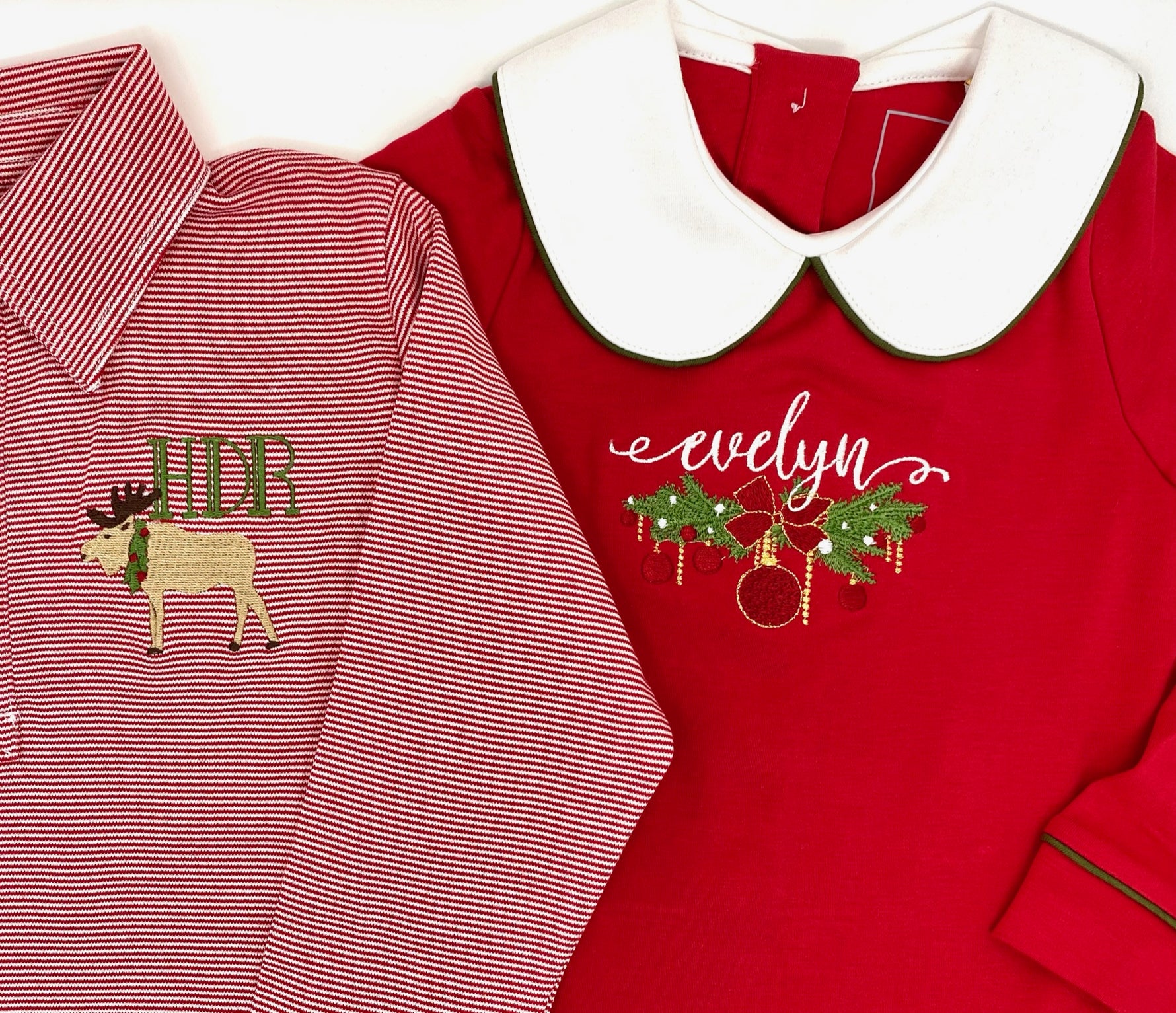 Lillian Girls' Dress Red with Green Piping luxury kids clothing design