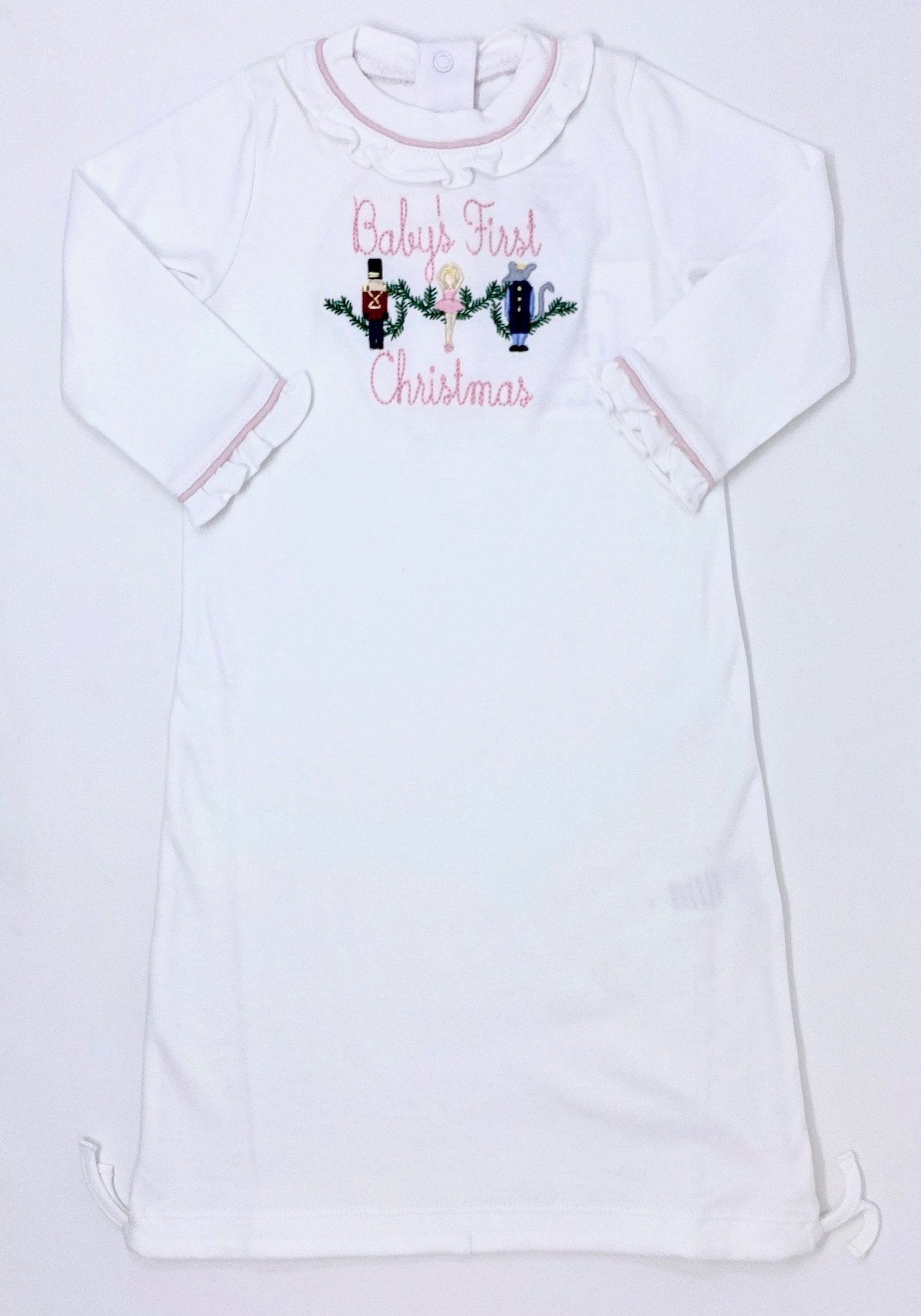 Georgia Pima Cotton Daygown for Girls White with Light Pink Piping stylish kids outfit collection