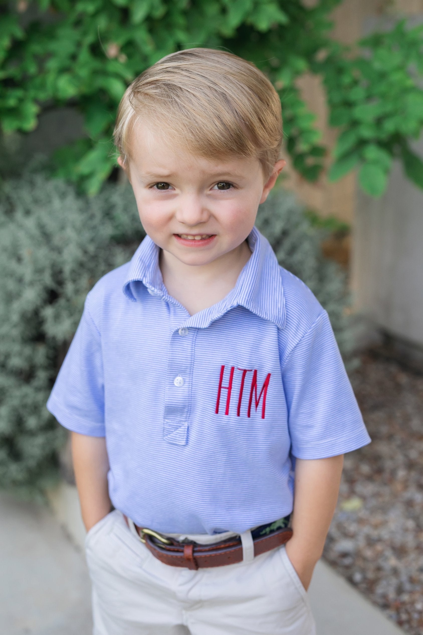 Griffin Boys' Pima Cotton Polo Golf Shirt Blue Stripes designer outfit for kids