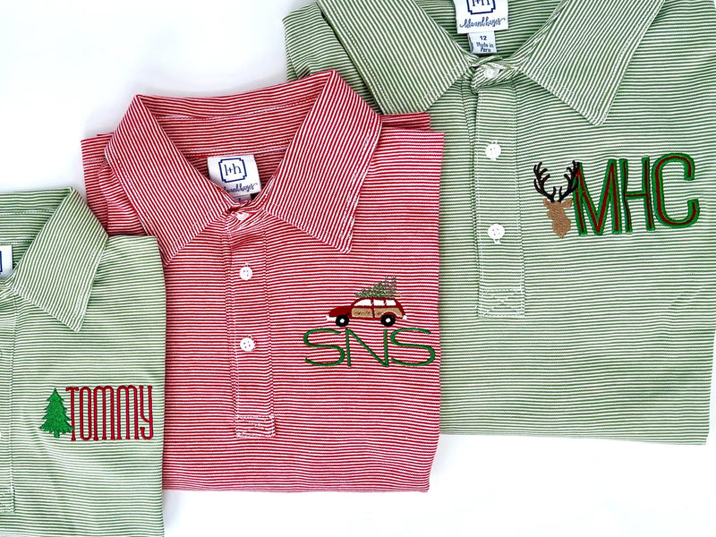 Finn Pima Cotton Long Sleeve Polo Golf Shirt for Boys- Red Stripes