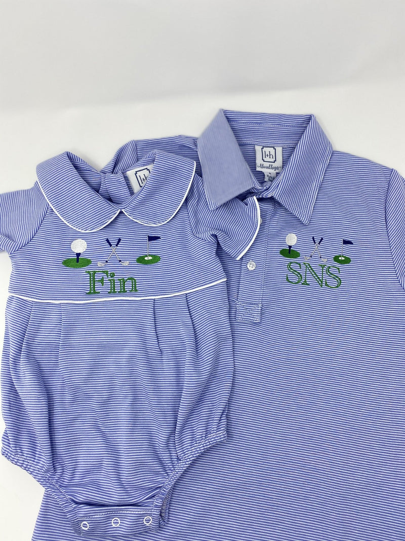 Griffin Boys' Pima Cotton Polo Golf Shirt - Blue Stripes