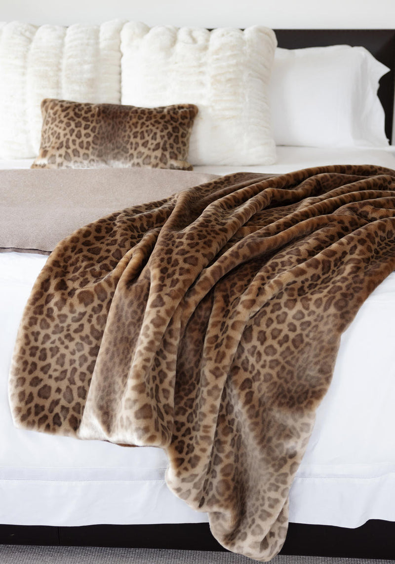 SALE Vintage Leopard Faux Fur Throw by Fabulous Furs