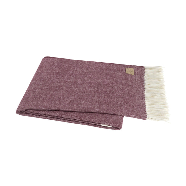 Italian Herringbone Throw in Deep Merlot with Monogram
